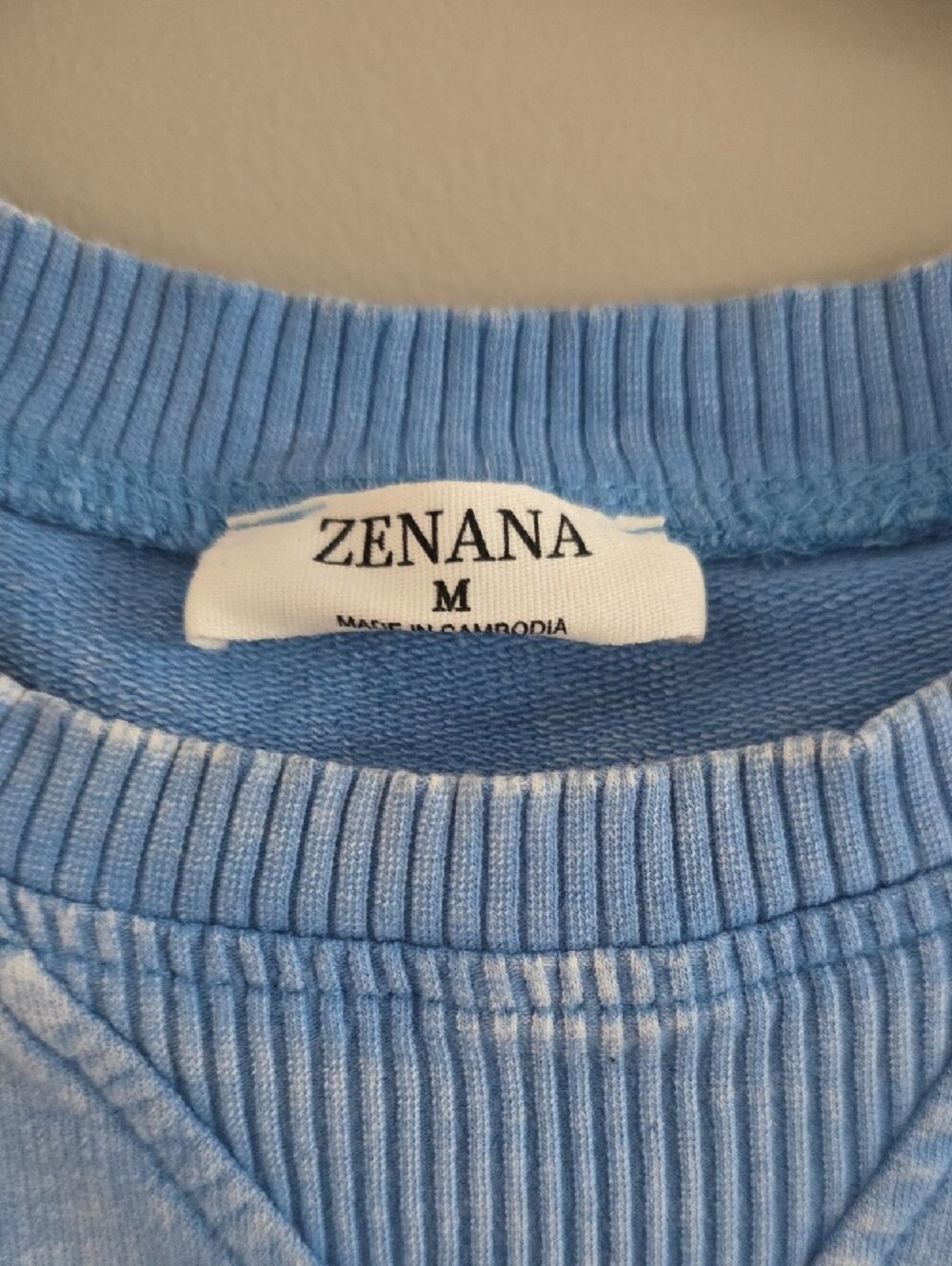 Zenana Outfitters Washed Light Blue Crewneck Sweater - Picture 2 of 5